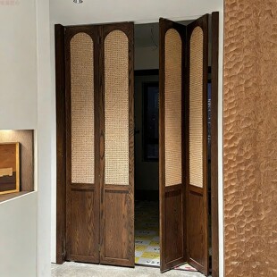 藤编门平开门沙发背景墙床头装 柜藤编柜门 饰墙面透气折叠衣橱门鞋