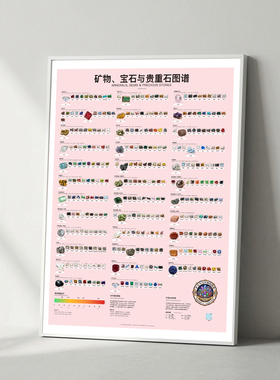 种子图鉴矿石图谱装饰画科普知识挂图书房艺术装饰礼物现代矿物