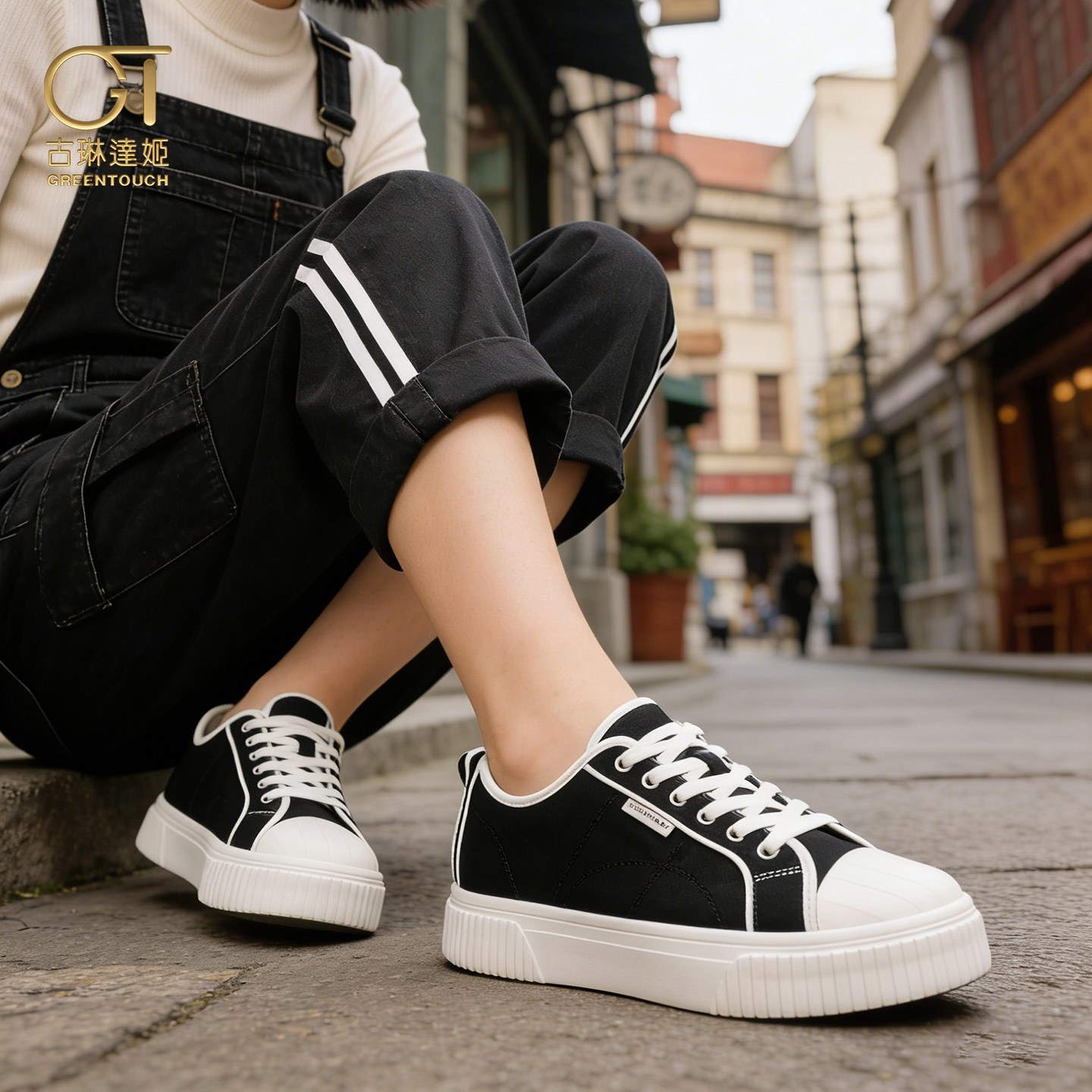 GT高端品牌板鞋女款2026新款夏季薄款透气黑色轻便软底休闲帆布鞋