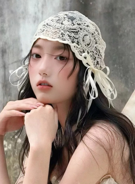 手作蕾丝蝴蝶结包头头纱