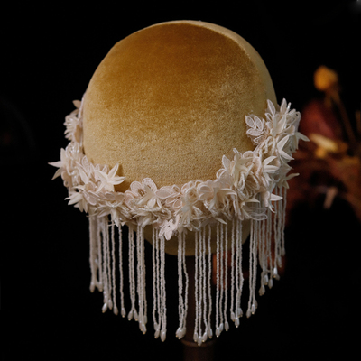 手作法式串珠流苏花瓣发箍