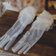 手套新娘结婚白纱礼服跟妆旅拍饰品 原创手作仙美米白蕾丝串珠长款