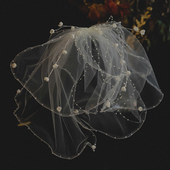 喜看手作白色铃兰串珠蕾丝蝴蝶结头纱新娘结婚森系复古礼服配饰品