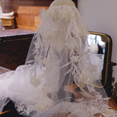 喜看手作刺绣蕾丝长款 头纱新娘结婚大气婚纱写真跟妆领证盘发配饰