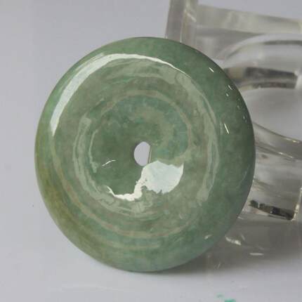 恒鑫珠宝 天然翡翠A货 豆绿大厚装 平安扣吊坠  车挂吊坠