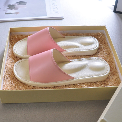 羊皮面牛皮高档全皮拖鞋防滑软底