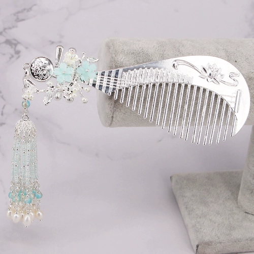 Синий аксессуар для волос ручной работы с кисточками, китайская шпилька, расческа, набор материалов, поделки ручной работы