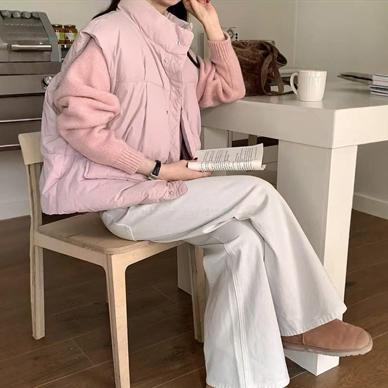 羽绒马甲女2025冬季新款外套无袖背心外穿坎肩轻薄短款鸭绒平湖