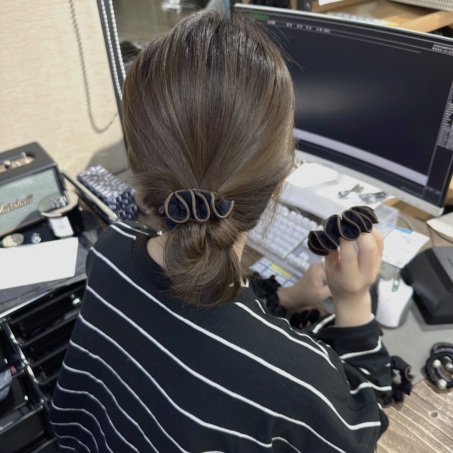 日韩新款裙摆皱褶大肠发圈头绳