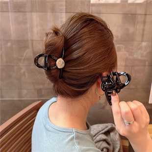 韩日版 金属笑脸后脑勺抓顶夹盘发刘海抓可爱发卡头抓马尾抓夹发饰