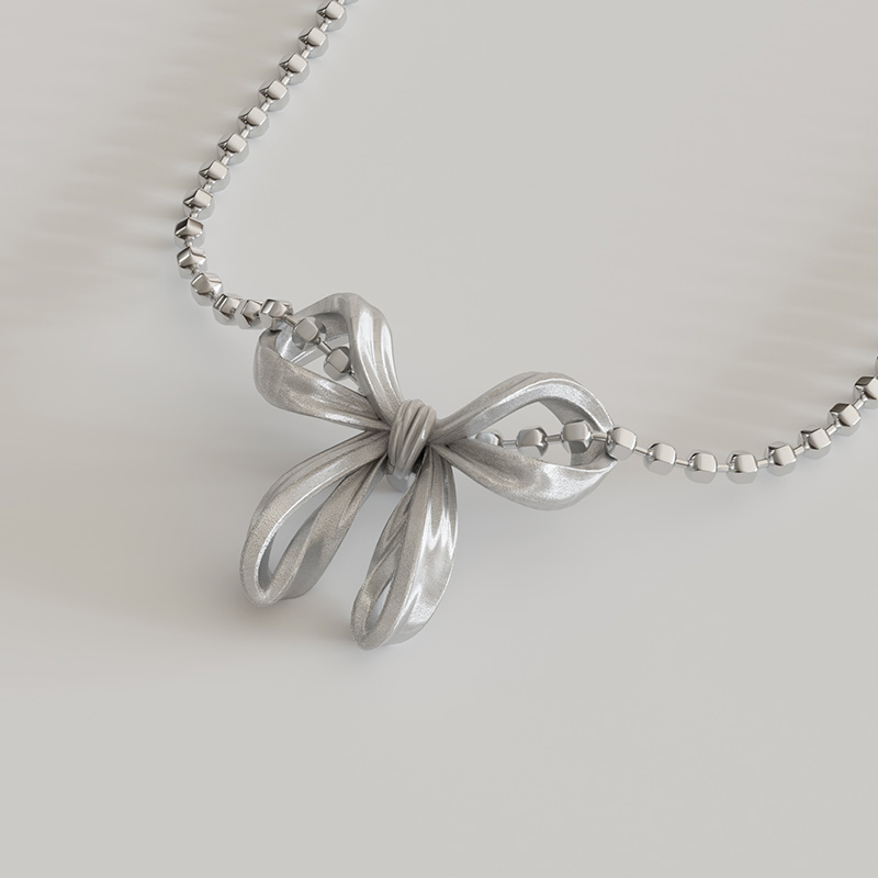 蝴蝶结项链S925银小众原创