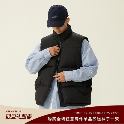 VMCL 双头拉链立领纯色加厚冬季羽绒马甲背心男女22AW vermicelli
