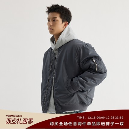 VMCL弯刀袖短宽MA1飞行员夹克夹棉外套秋冬男国潮24AW vermicelli