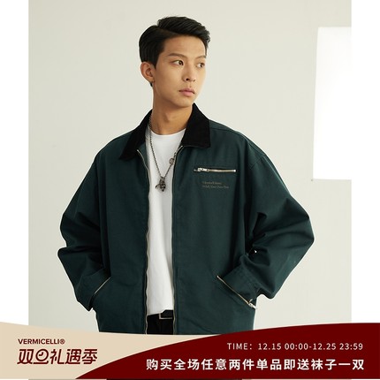 VMCL 灯芯绒领做旧竹节帆布底特律夹克外套男秋冬23AW vermicelli