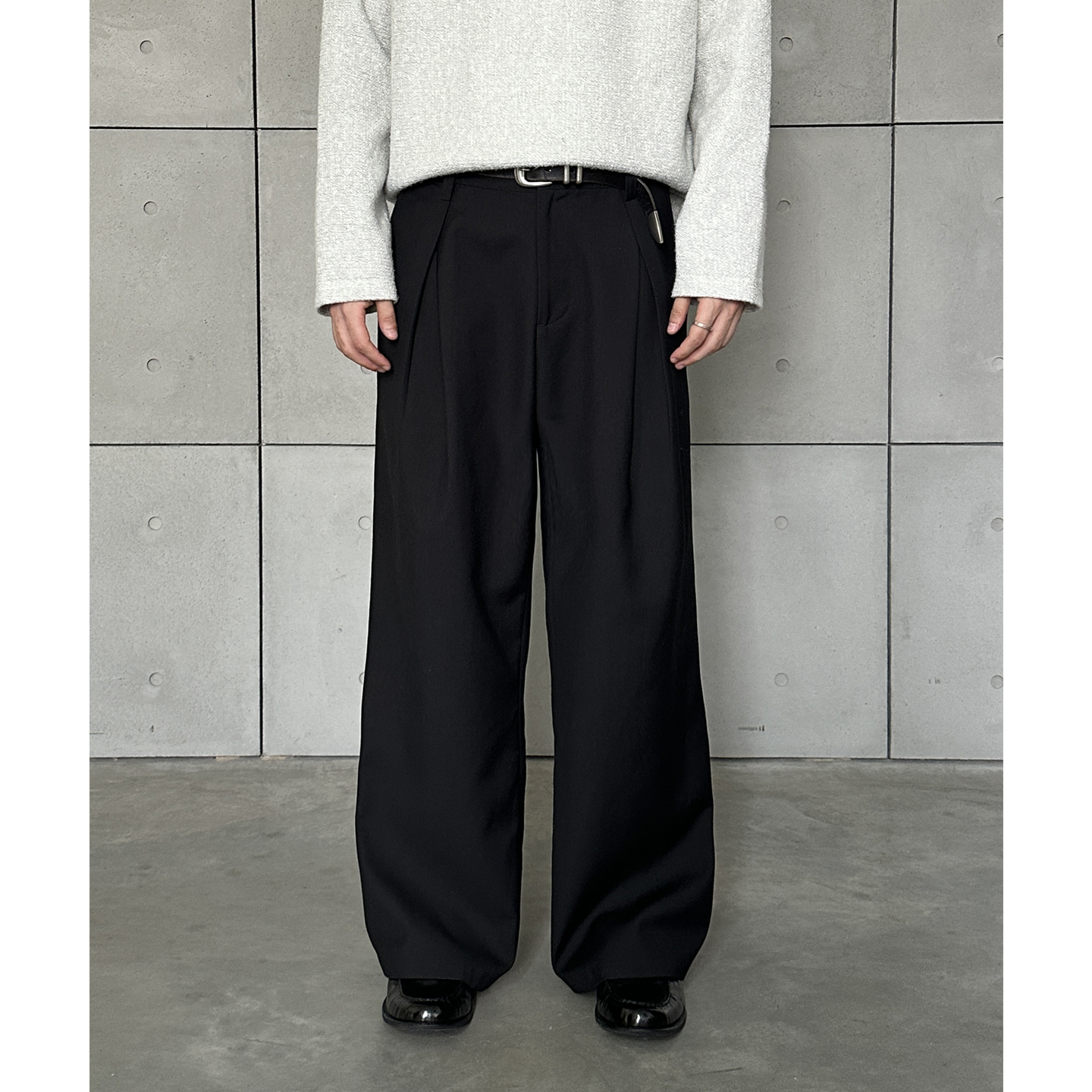 VMCL A字褶阔腿西裤cleanfit垂坠感宽松长裤男25AW vermicelli