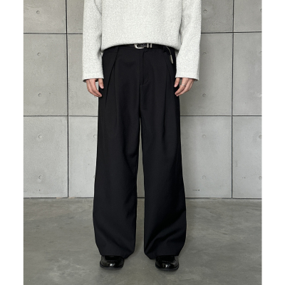 VMCL A字褶阔腿西裤cleanfit垂坠感宽松长裤男25AW vermicelli