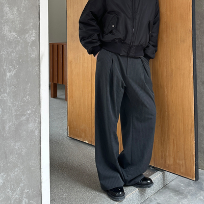 VMCL暗条纹cleanfit抗皱A字褶西装长裤休闲西裤男25AW vermicelli