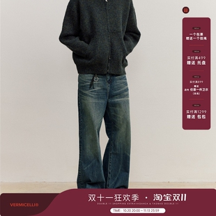 VMCL手缝线洗水A字直筒微阔cleanfit牛仔裤长款男2W vermicelli