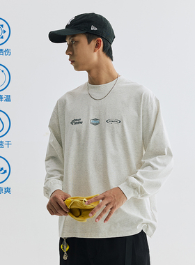 VMCL赛车风运动小徽标美式街头宽松长袖T恤男国潮24AW vermicelli