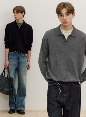 VMCL老钱风羊毛假两件翻领POLO修身毛衣针织衫男秋25AW vermicell