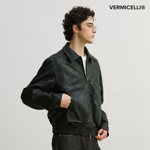 VMCL暗夜骑士美式复古bomber机车PU皮夹克双拉链男26AW vermicell