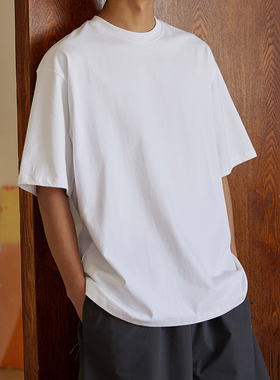 VMCL 260克基础款 纯棉圆领纯色打底TEE恤黑白男女夏vermicelli