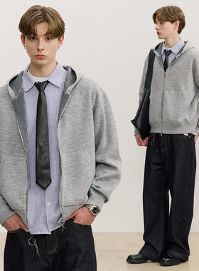 VMCL学院风莱卡织法 绒感舒适连帽薄毛衣男女情侣25AW vermicelli