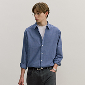 VMCL高智感色织细格纹宽松休闲纯棉蓝色格子衬衫 男25AW vermicell