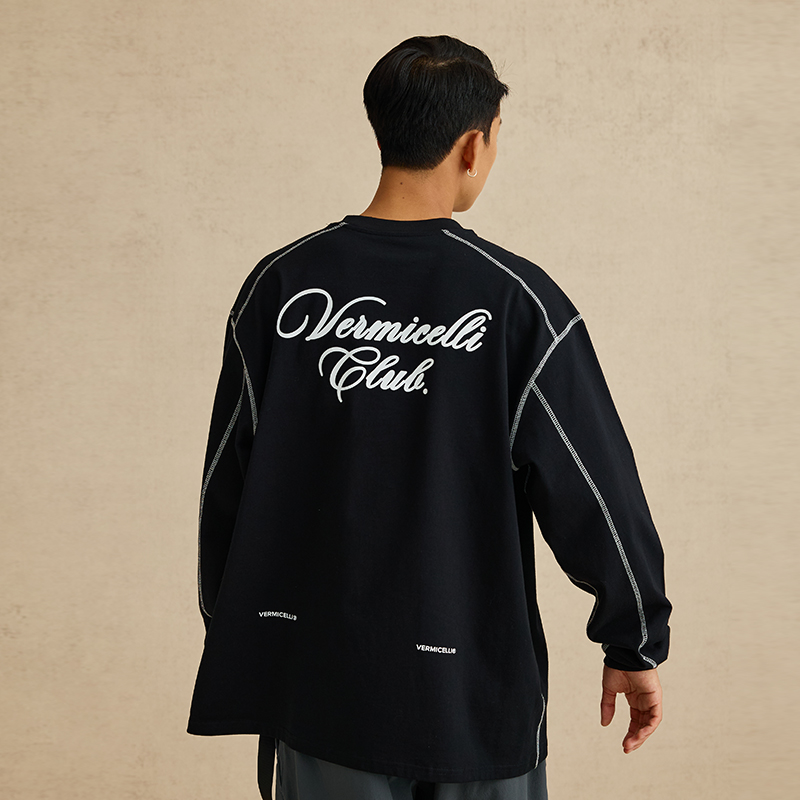 VMCL哈苏线明线美式运动长袖T恤