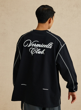 VMCL哈苏线美式复古街头运动风宽松长袖T恤男潮流23AW vermicelli