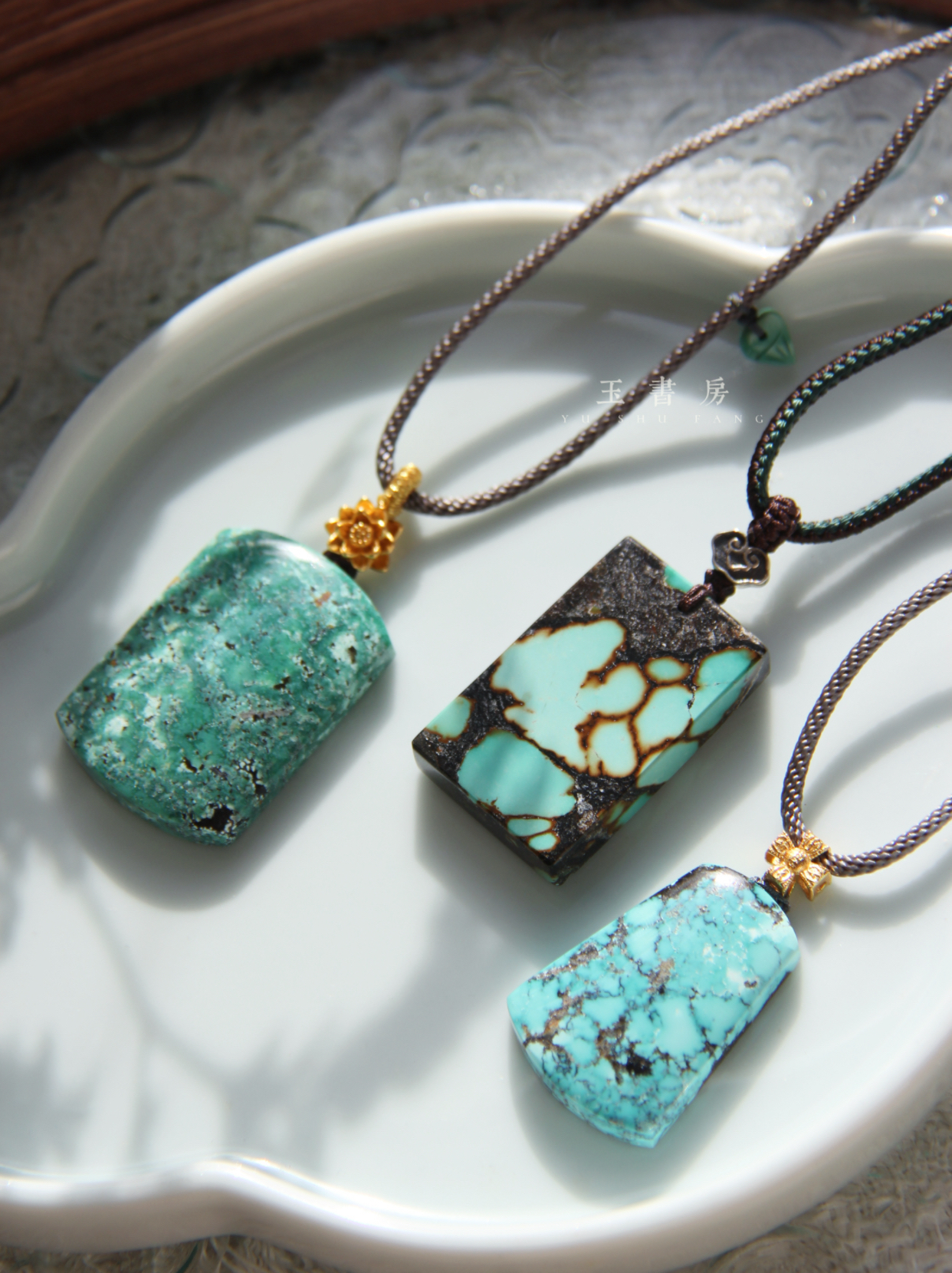 【无恙】原矿绿松石无事牌合集 天然无优化湖北绿松吊坠项链