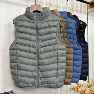 户外轻薄羽绒马甲男冬季 保暖内外穿背心轻便立领坎肩90白鸭绒外套
