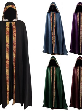 欧美新款花边万圣节神职人员中世纪宽松斗篷披风表演服角色扮演