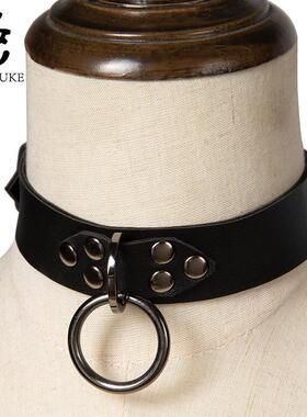 万圣节舞台演出欧美哥特式中性超酷铆钉项圈颈带手工朋克项链
