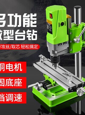 微型迷你台钻钻床铣床小型台转家用多功能工业级220v钻孔机工作台