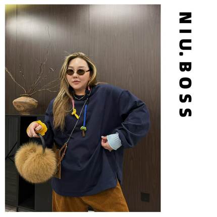 Three Ten.N大码270斤“创意小众”彩色编织撞色设计款卫衣