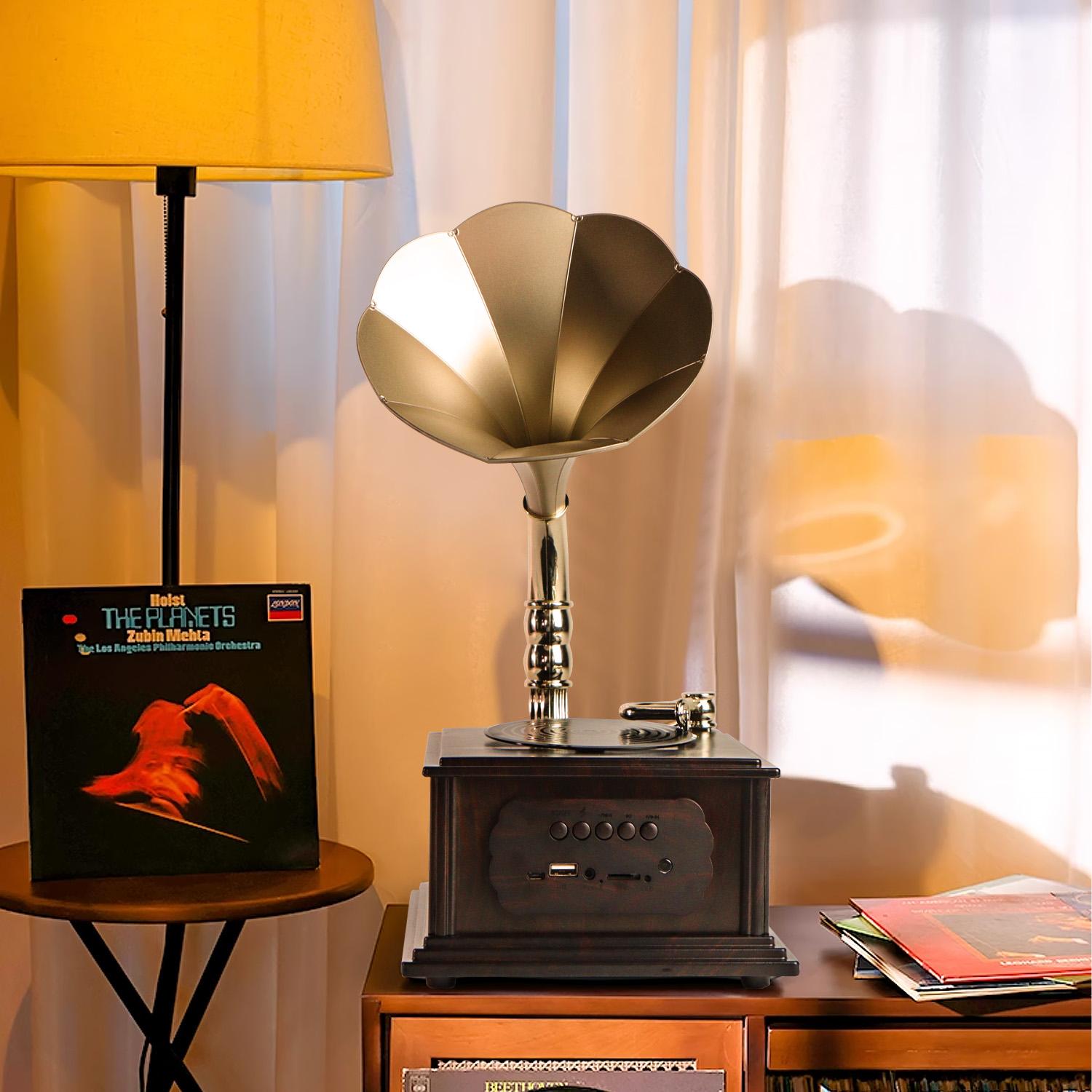 高档复古仿留声机多功能蓝牙音响收音机家居客厅欧式摆件可插卡