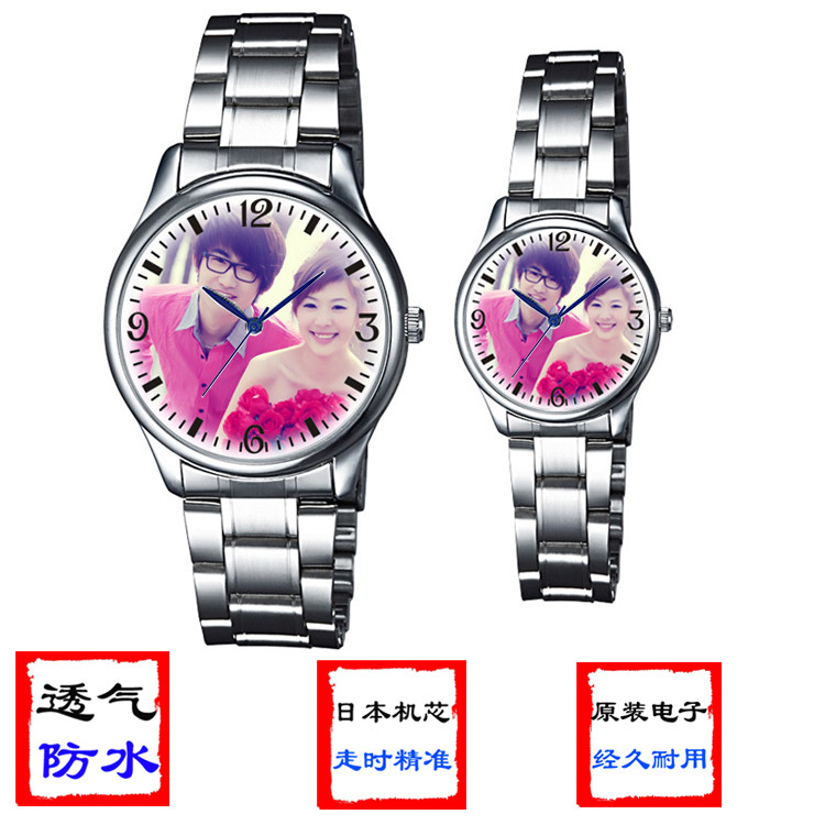 企业情侣相片logo背面刻字手表