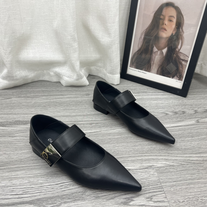 断码处理真皮女鞋2025春季新款玛丽珍简约羊皮低跟尖头浅口女单鞋