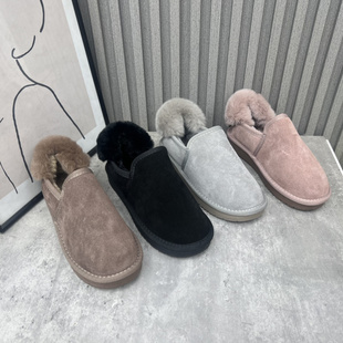 圆头套脚舒适厚绒保暖雪地女棉鞋 新款 处理真皮女靴2023冬季 断码