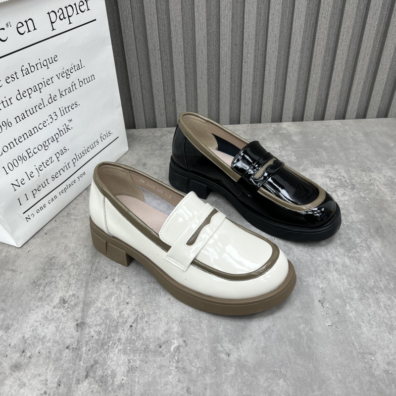 厂家处理真皮女鞋2025春季新款乐福鞋低跟外穿日常圆头套脚单鞋40