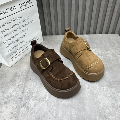 断码处理女鞋2025秋新款厚底圆头套脚英伦复古深口百搭勃肯鞋单鞋