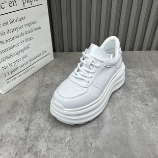 新款 2025春季 运动鞋 韩版 厂家断码 松糕厚底增高小白鞋 处理真皮女鞋