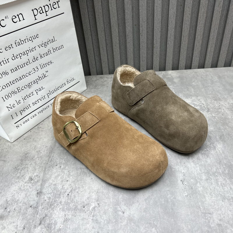 断码处理真皮女鞋2025秋冬款内增高复古圆头套脚厚绒保暖勃肯鞋