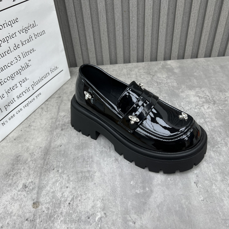 清仓断码处理女鞋2024秋季新款时尚百搭乐福鞋粗跟高跟圆头女单鞋