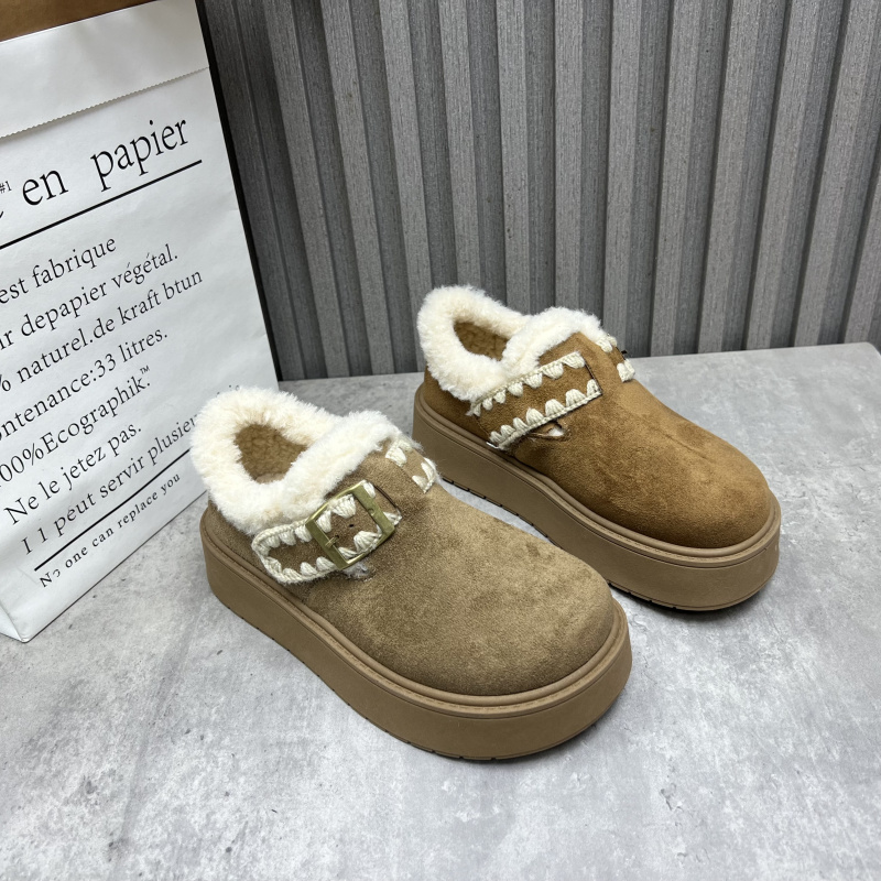 工厂断码处理女鞋2025秋冬款平底复古圆头套脚加绒保暖勃肯鞋棉鞋