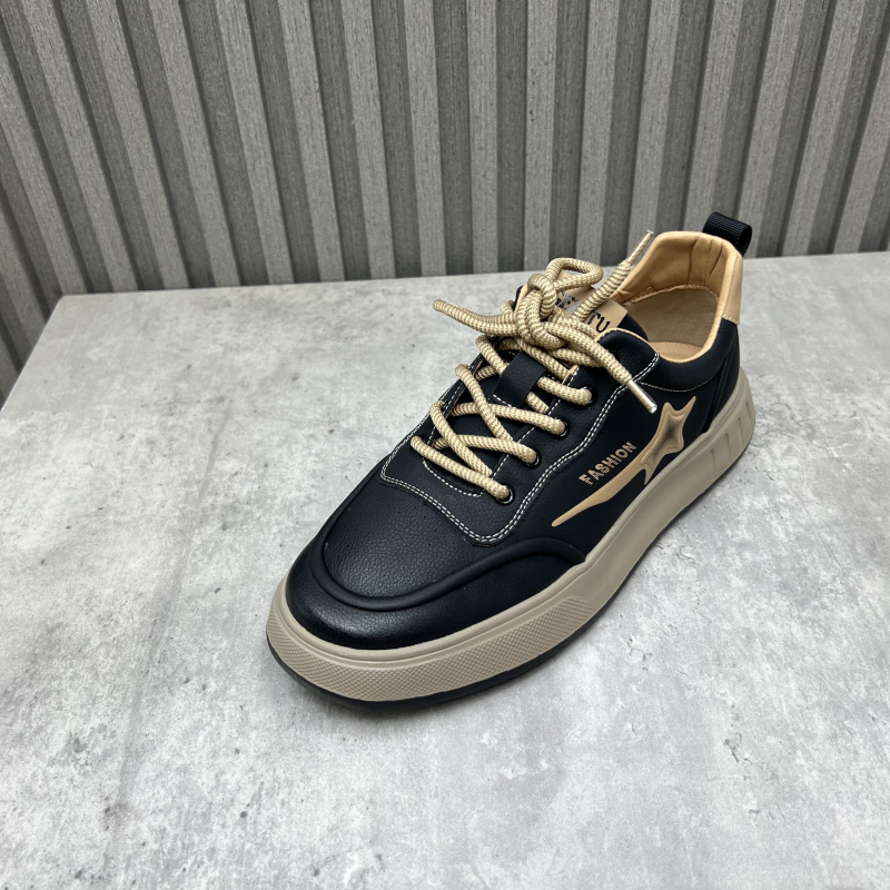 厂家处理真皮男鞋2025秋季新款韩版平底深口黑色牛皮休闲板鞋单鞋