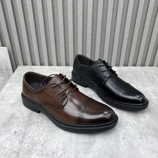 处理真皮男鞋 鞋 2023新款 平底圆头牛皮系带商务正装 男 气质时尚 断码