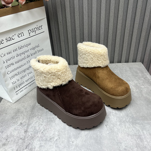 后拉链厚底增高加绒保暖雪地女棉短靴 新款 断码 处理女靴2025冬季