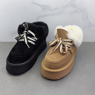 雪地靴棉鞋 断码 厚底羊毛口保暖户外时尚 新款 处理真皮女靴2024冬季